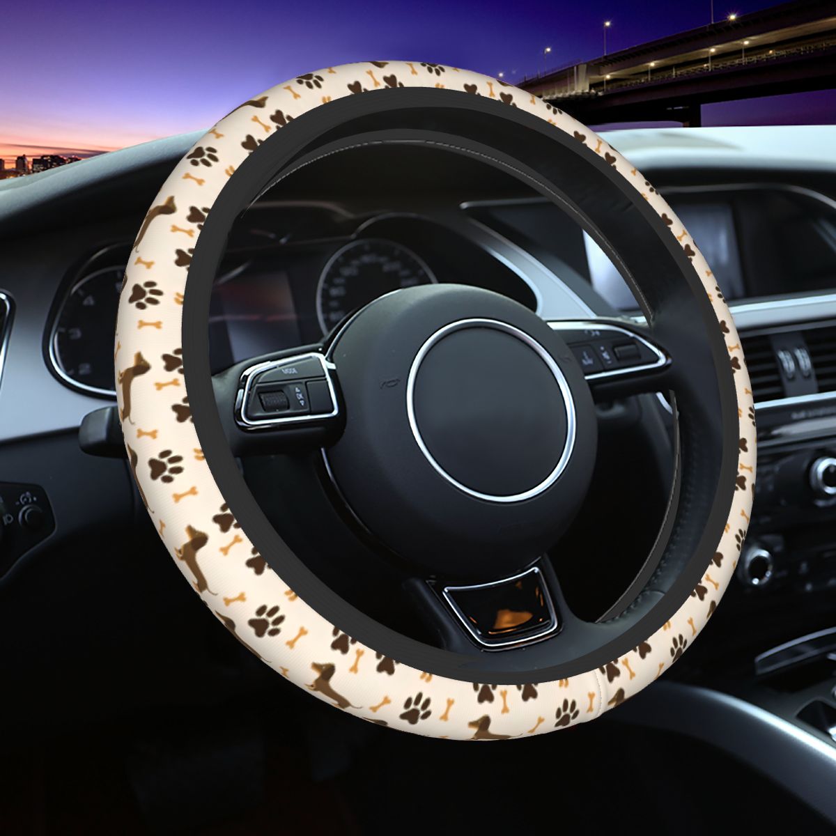 Sevimli Dachshund Araba direks - Car Steering Wheel Cover Anti Slip Breathable incelemesi ve fiyatı